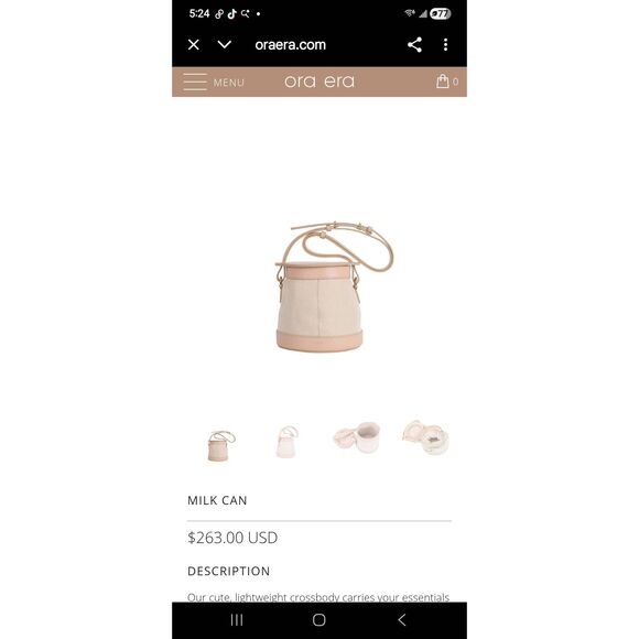 Ora Era Nude Milkcan Leather Crossbody Bag, NWOT - Picture 3 of 11